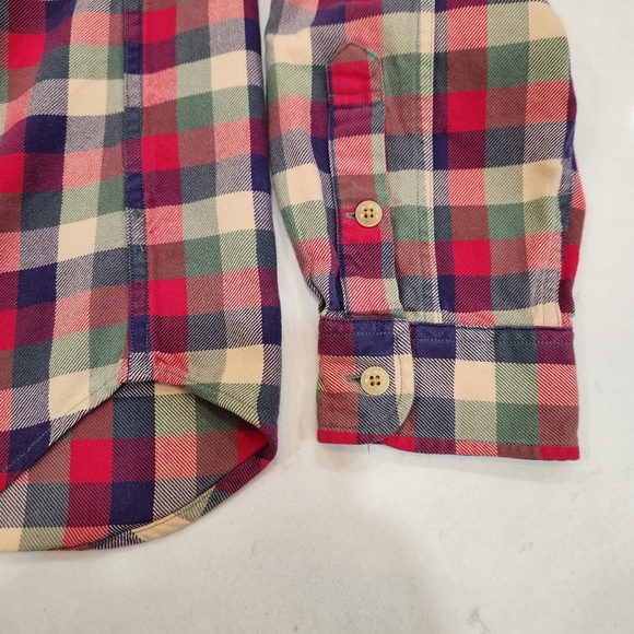 VTG J.Crew Sporting Goods Men's L Plaid Flannel Shirt Long Sleeve Multi-Color - Picture 4 of 15